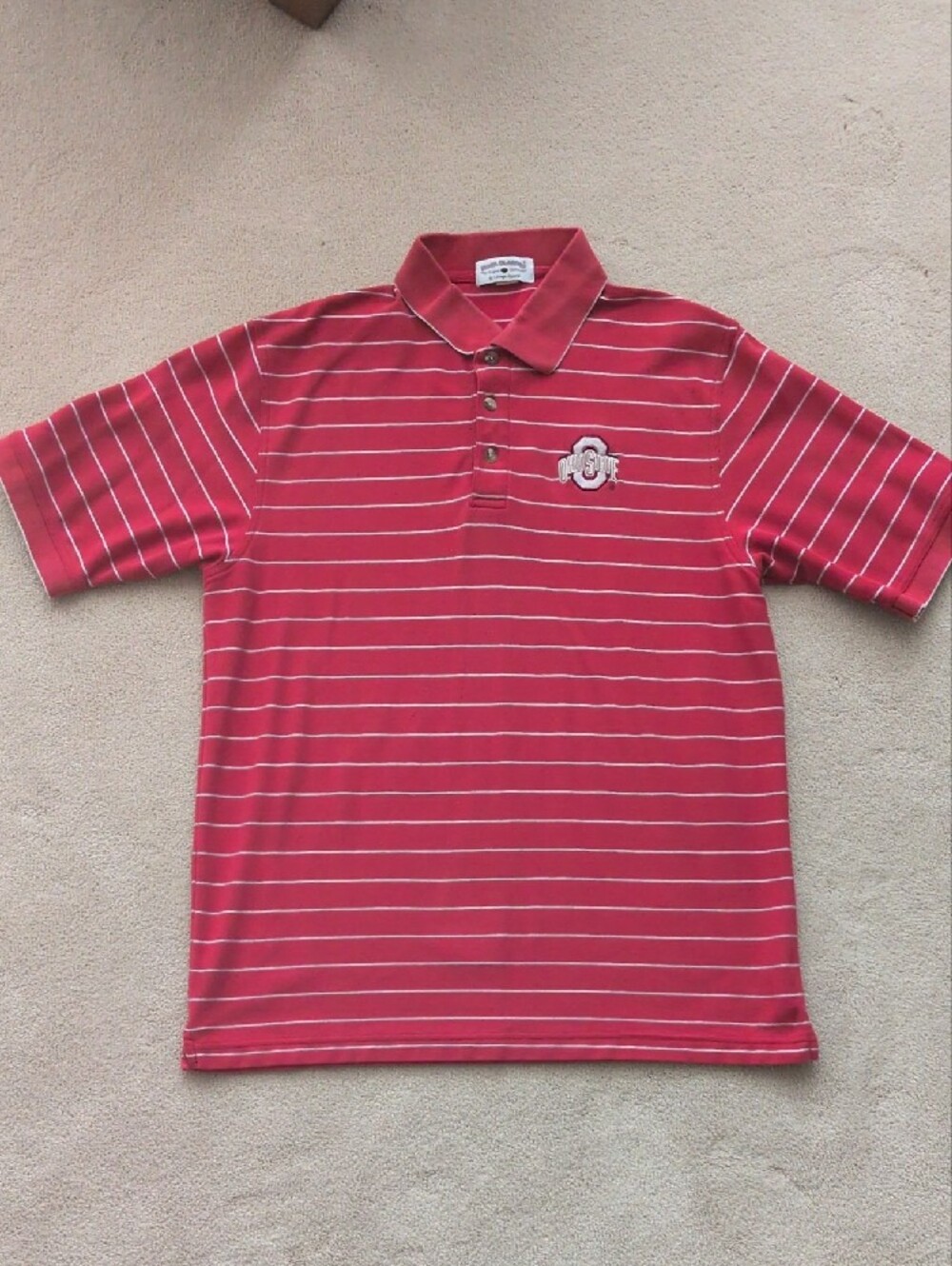 Ohio State Striped Polo Shirt - Red